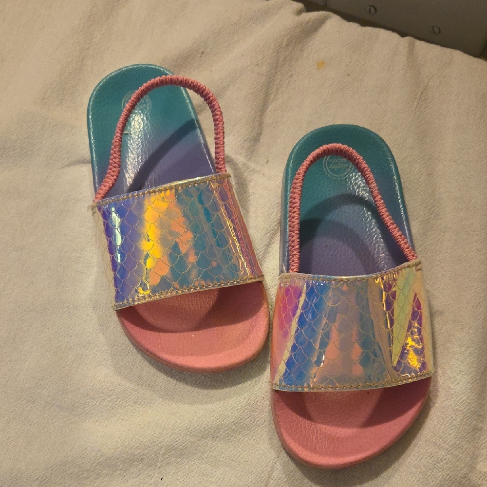 Holographic Kids Slide Sandals   by Wonder Nation Size 9-10